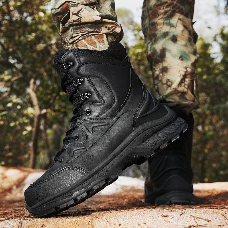 Men's hiking boots outdoor combat walking tactical casual boots versatile fashion boots - Image 4