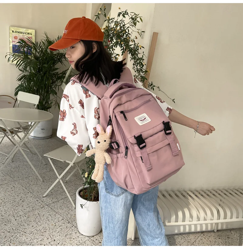 

y2k Harajuku waterproof nylon women's backpack Korean and Japanese fashion schoolbags multi-layer texture casual travel bag bags