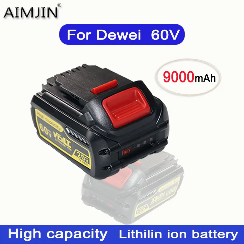 

60V 9000mAh MAX Battery, Replacement for Dewei DCB606 DCB609 DCB612 Work with All 20V/60V/120V Cordless Power Tools