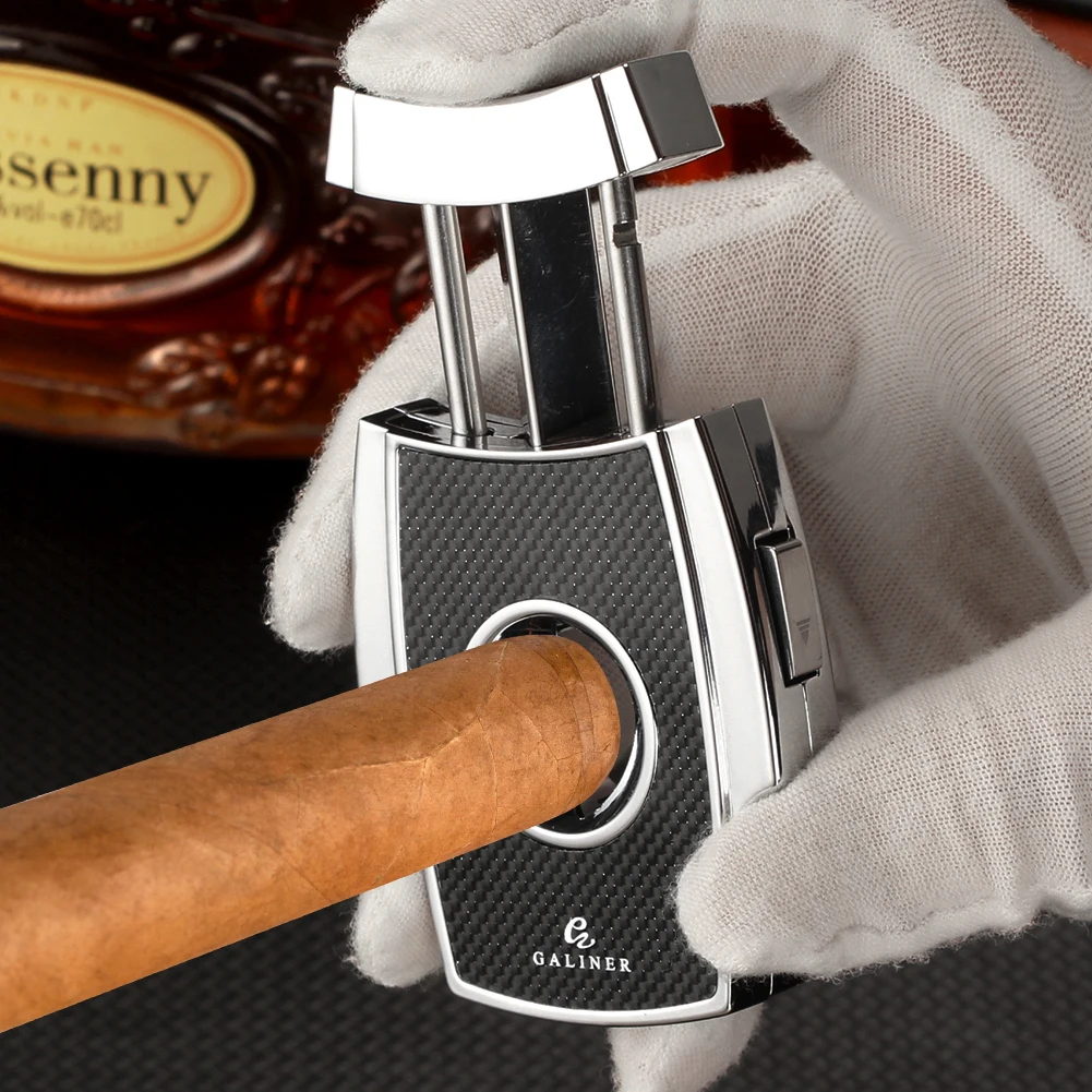Galiner Stainless Steel Guillotine 2 in 1 Cigar Cutter w/ Punch Knife