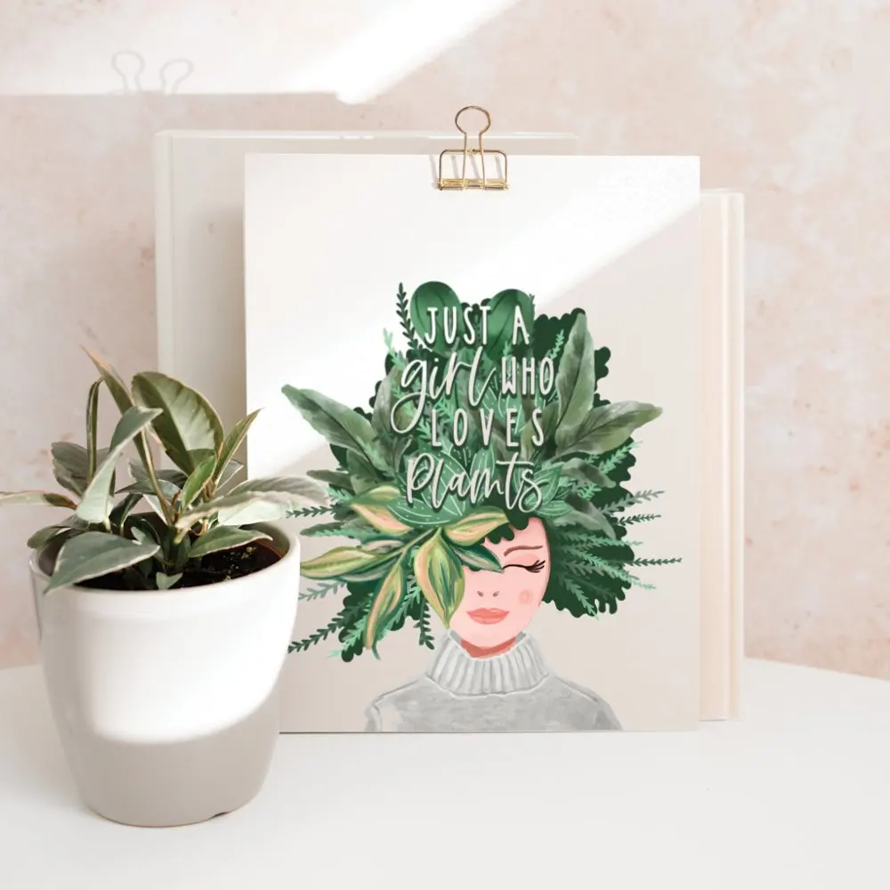 

Just A Girl Who Love Plants Crazy Plant Lady Poster Poster Room Home Picture Vintage Print Decor Art Funny Wall No Frame