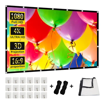 Tenda per proiezione MIXITO 16: 9 Rapporto Schermo per proiettore di film portatile pieghevole anti-piega ad alta densità da 60-200 pollici