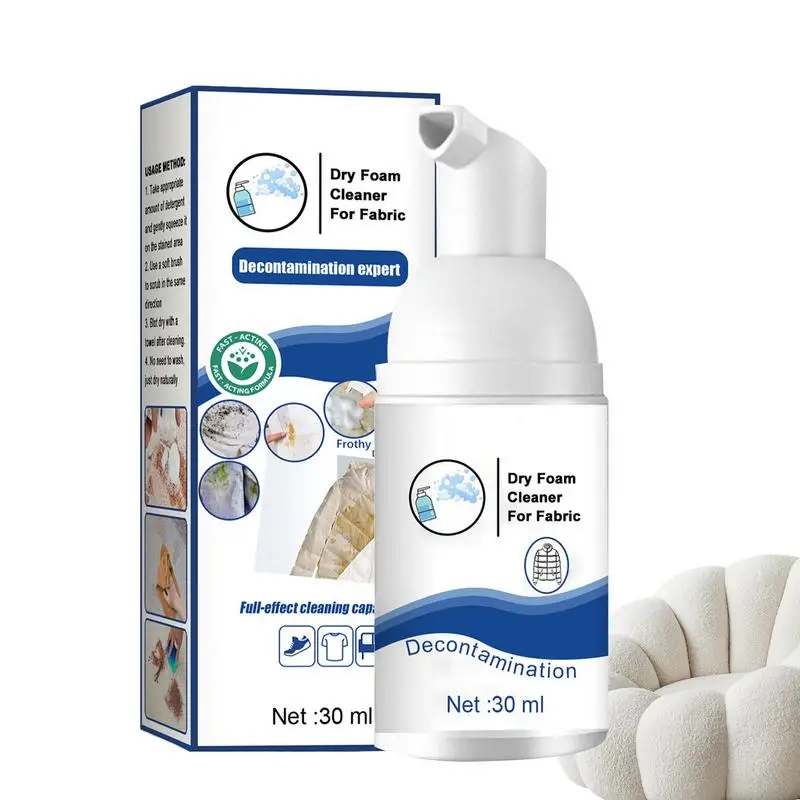 30ml Stain Remover Spray Laundry Fabric Oil Stain Remover Rinse-Free Dry Foam Cleaner Multi-purpose