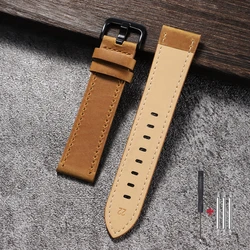 Premium Calfskin Leather Watch Strap - Dark Brown, Black, Blue - 18mm (Light brown)