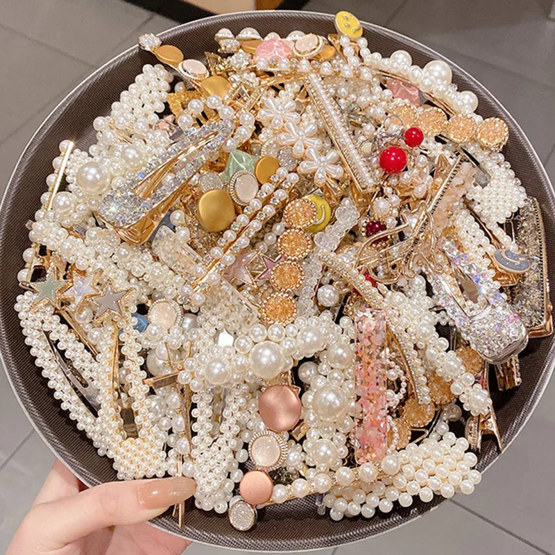 

5pcs French Style Pearl Hair Clip for Women Korean Headwear Side Hairpin Cute Simple Hair Accessories Duck Billed Clip
