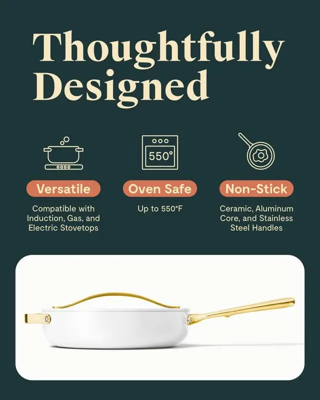 Pan with Lid (4.5 qt, 11.8") - Non Toxic,  Free - Oven Safe & Compatible with All 3