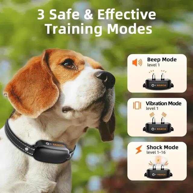 Robeco-Collar eléctrico de entrenamiento para perros, vibrador Digital recargable con Control remoto, resistente al agua IPX7, para mascotas, con descarga y parada de ladridos - Image 2