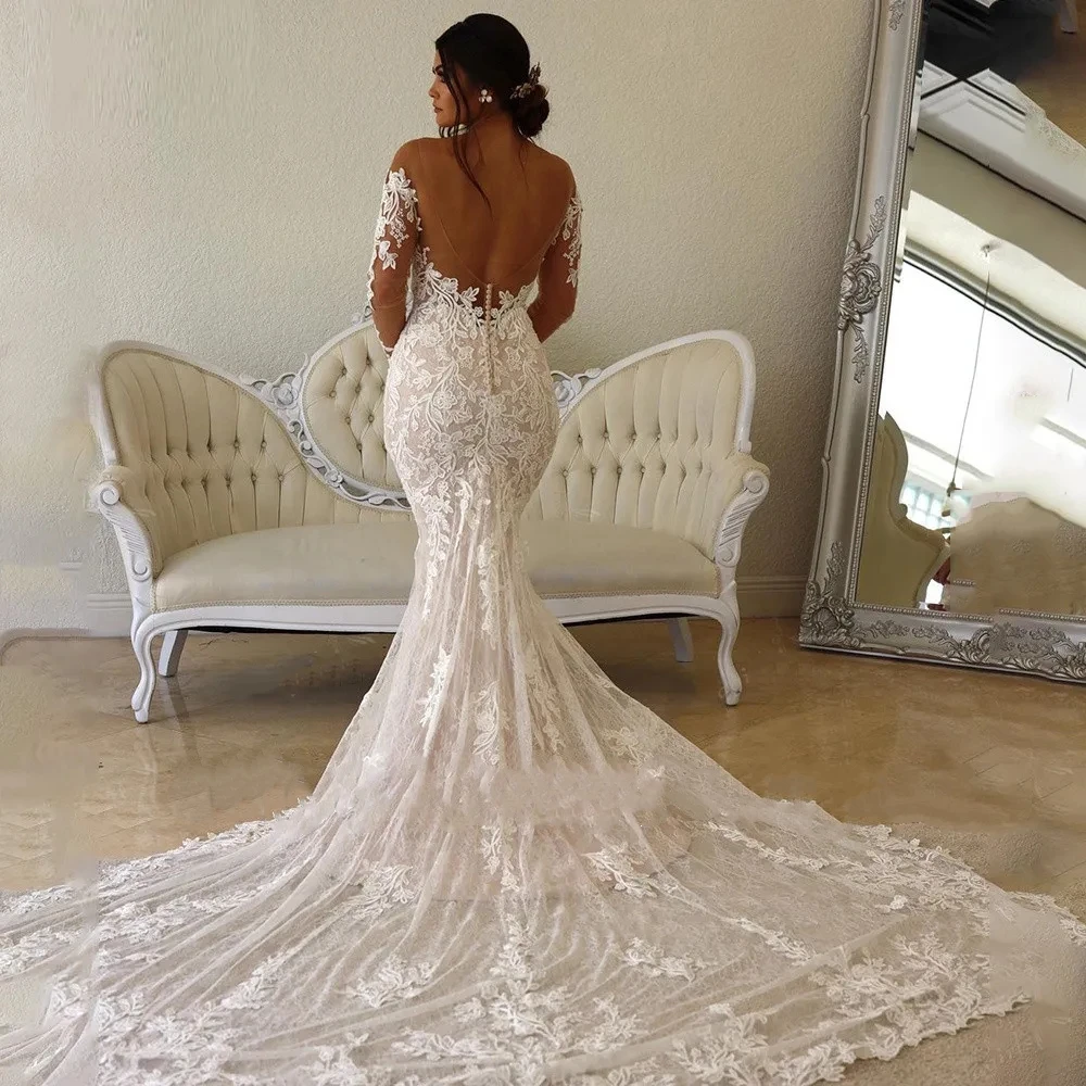 Elegant Wedding Dresses For Women Sweetheart Long Sleeves Bridal Gowns Lace Appliques Backless Vestidos De Novia Customized 2025 2