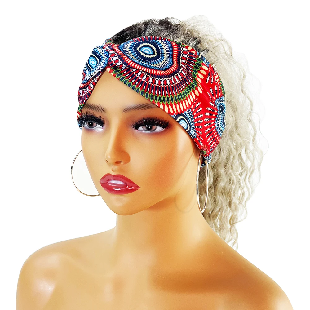 Boho Wide Women Stretch Headband Turban Sport Yoga Knotted Hair Band Head Wrap E - Foto 8