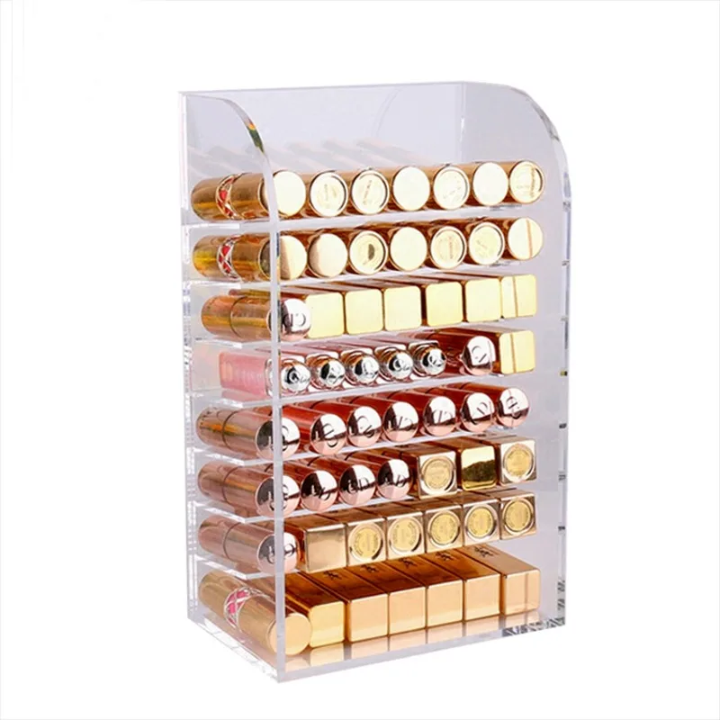 Acrylic 7/8 Layers Lipsticks Rack Transparent Curve Nail Polish Display Shelf Makeup Storage Organizer High-capacity 5