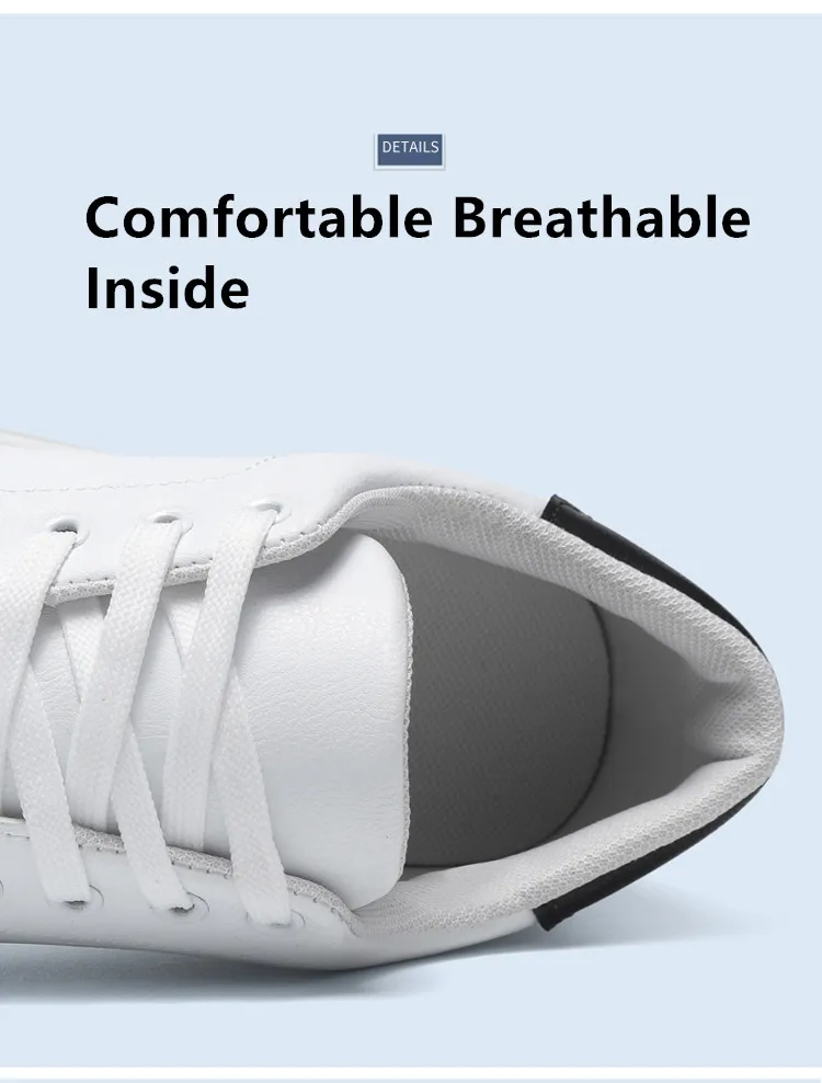 Description Picture 6 of itemWhite Leather Sneakers Men Big Size 46 Low Top Lace-Up Men's Skateboard Shoes Comfy Flat Sport Shoes For Man Zapatillas De Skate