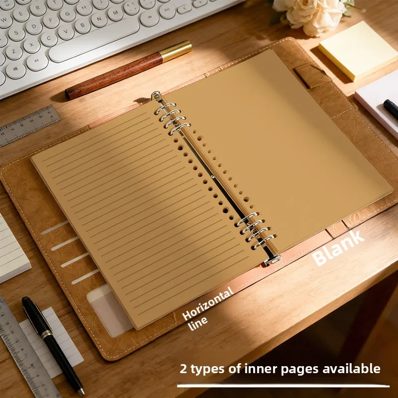A5 Kraft Paper Loose Leaf Notebook, Retro Hand Account Book,Multifunctional Journal for Students Office & Daily Use - 3