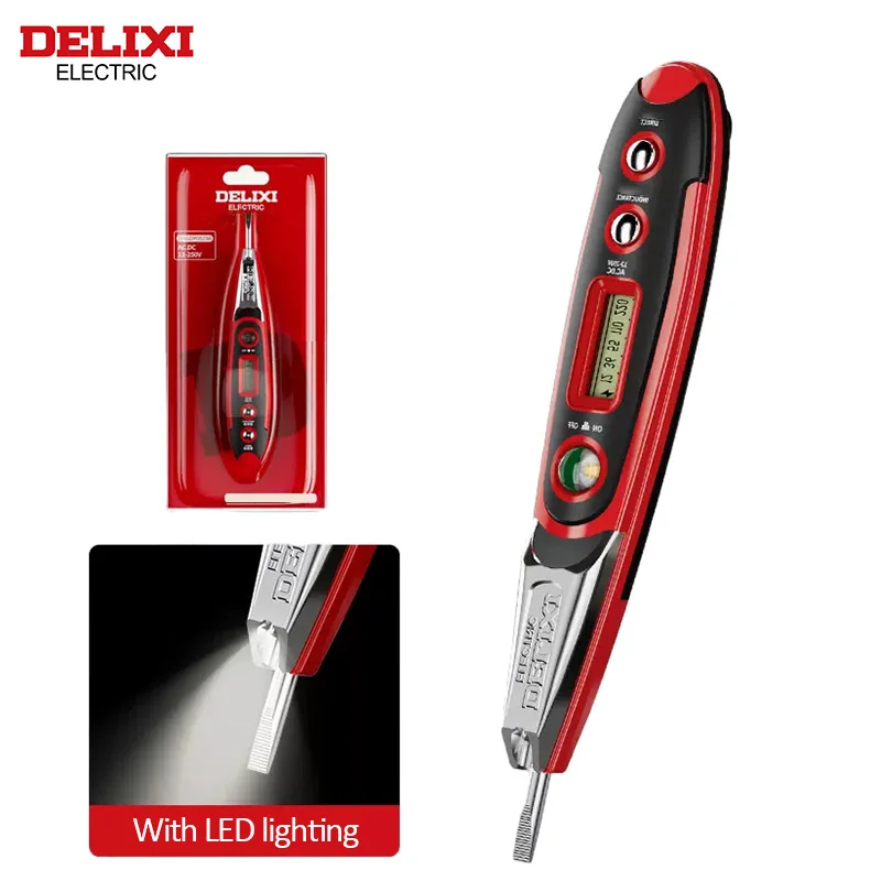 DELIXI ELECTRIC Smart Digital Voltage Detector Test Pen DigitalDisplay Non-ContactVoltage Detection On-off Zero Fire Line12-220V voltage detection pen