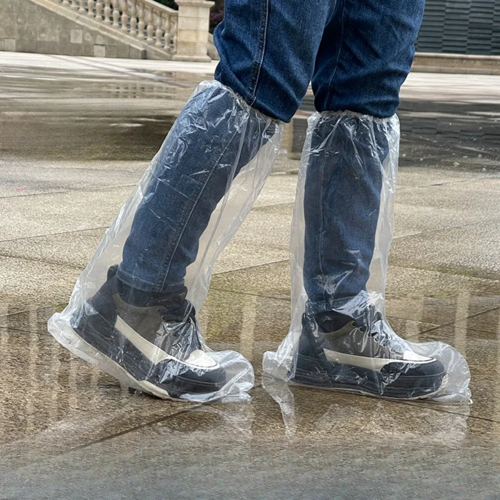 Disposable Rainproof Shoe Cover, Thickened Anti Slip and Wear-resistant Long Tube Waterproof Transparent Foot Cover