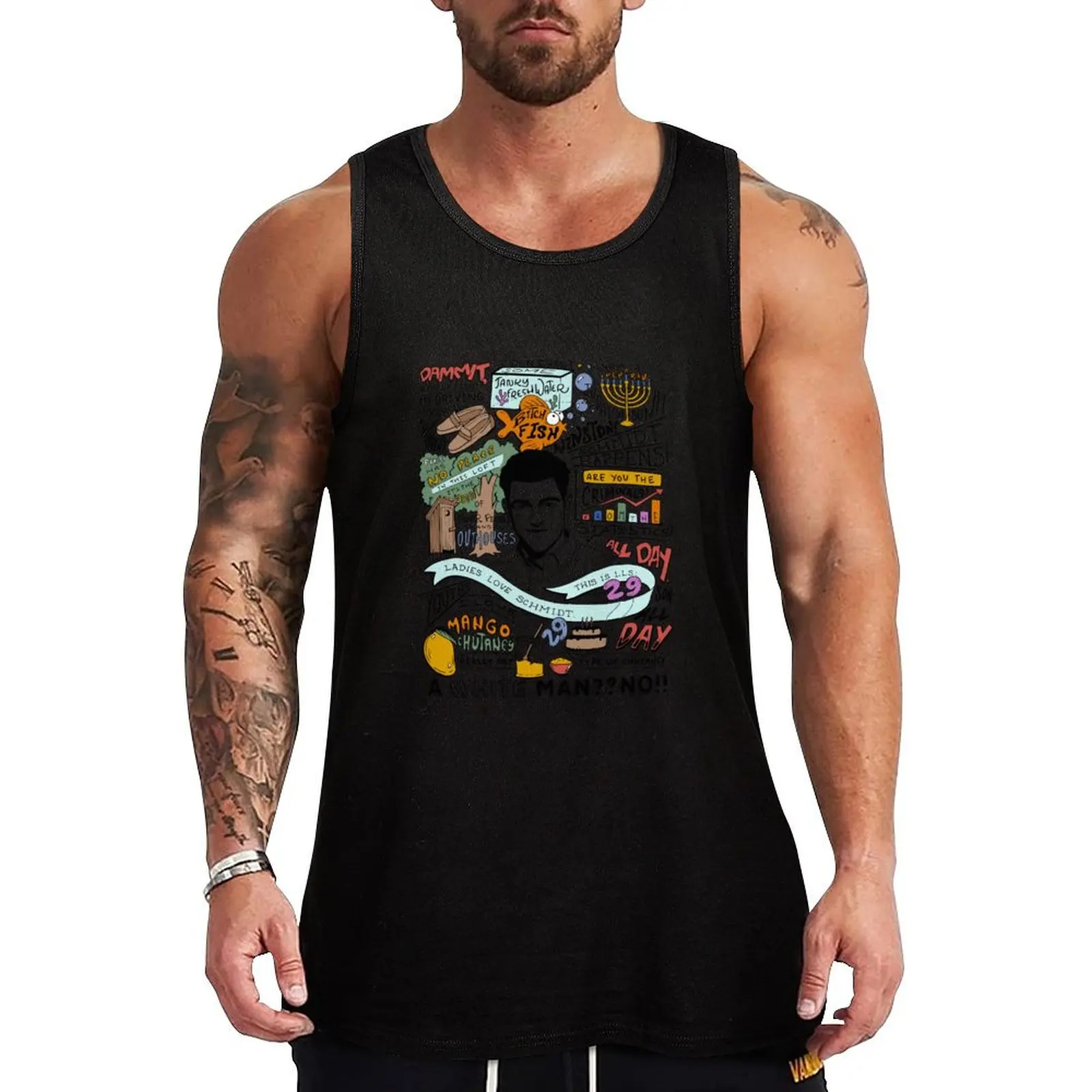 

Schmidt Best Quotes (Colorized) Tank Top Male vest Men's sleeveless gym shirts