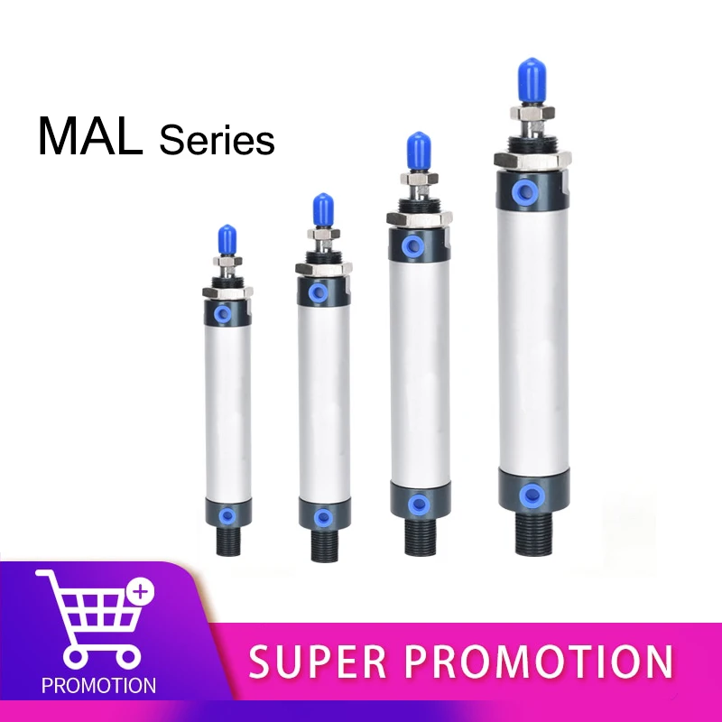 

Air Pneumatic Cylinders Double Compressed Air Cylinder MAL Mini Bore 16/20/25/32mm 40mm Stroke 25/50/75/100 200 Single Lever