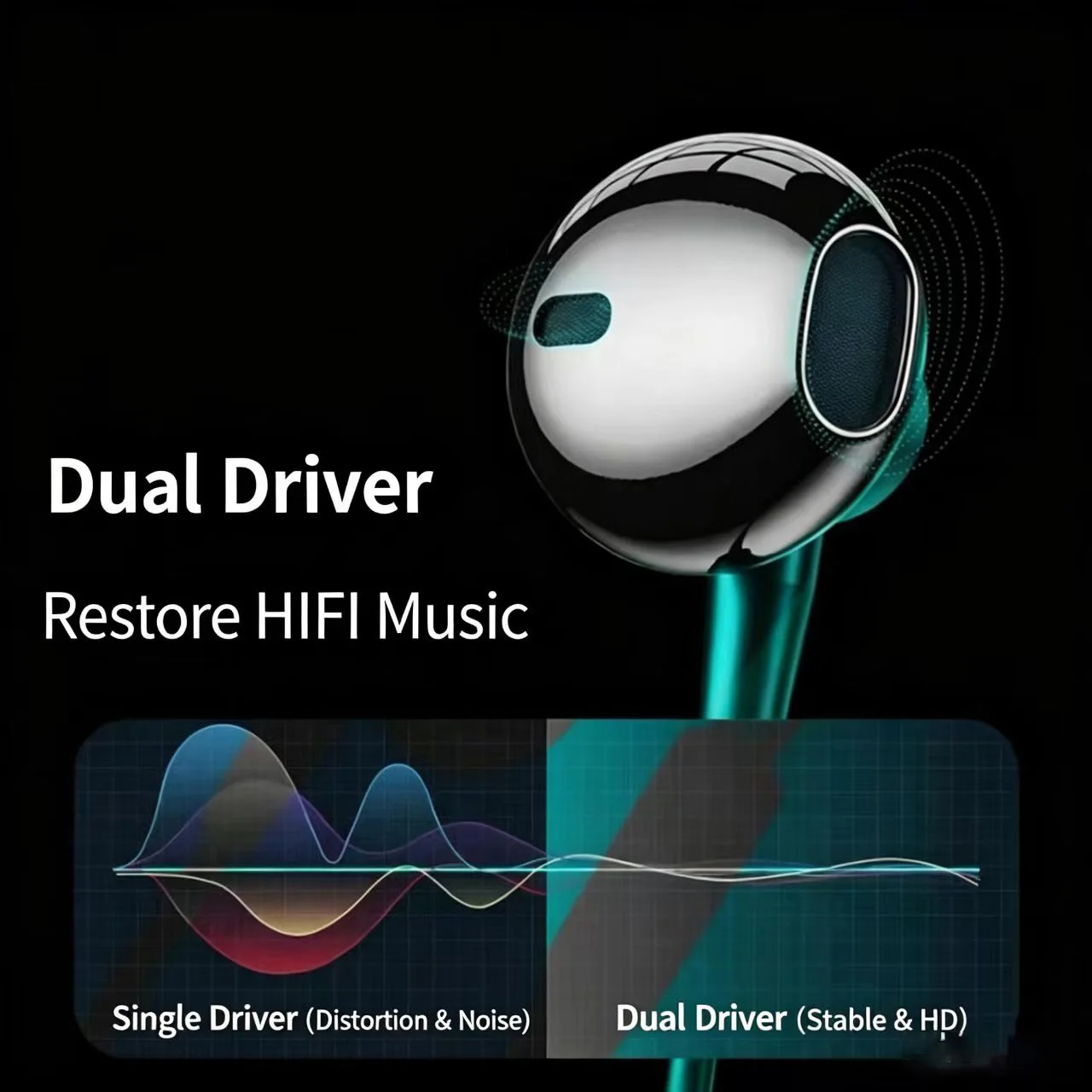 Enhanced Stereo In-Ear Headphones with Microphone and 7.1 Surround Sound