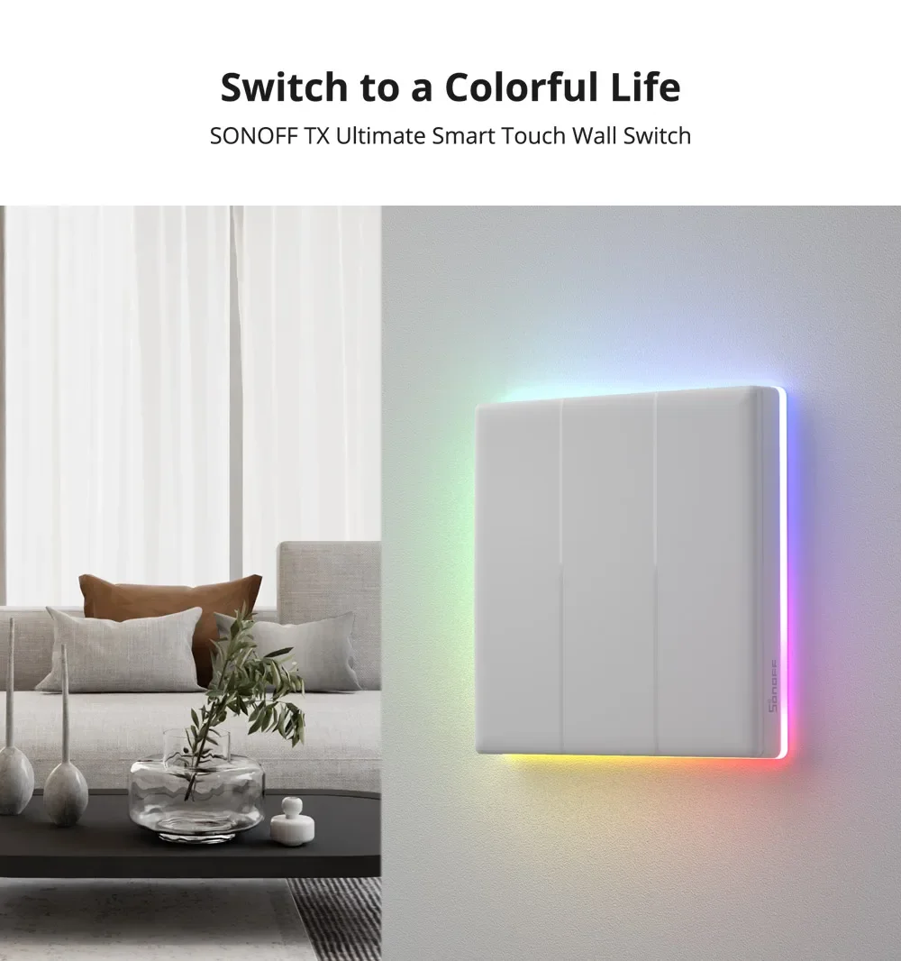 TX Ultimate T5 86 Wall Switch Full Touch Access LED Light Edge Multi-Sensory R