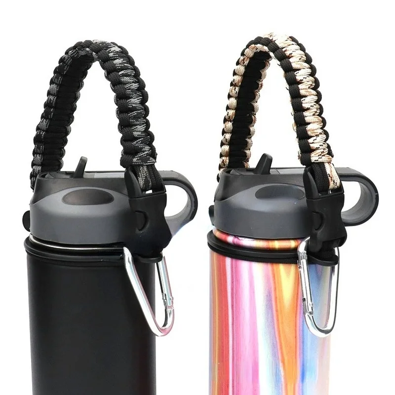 7 Core Water Bottle Travel Cup Holder Hiking Accessories Simple Fits Wide  Mouth Carrying Paracord Handle Strap For Hydro Flask - AliExpress