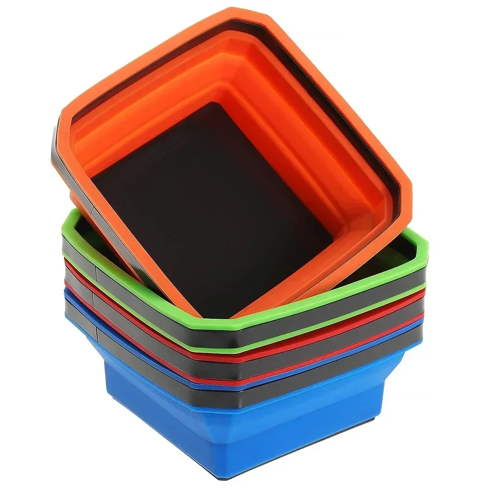 4.5 Inch Collapsible Magnetic Screw Tray Silicone Screw Bowl Tool Part Storage Box Plumber Carpenters Tool Organizer tool storage box parts storage box storage organizer box