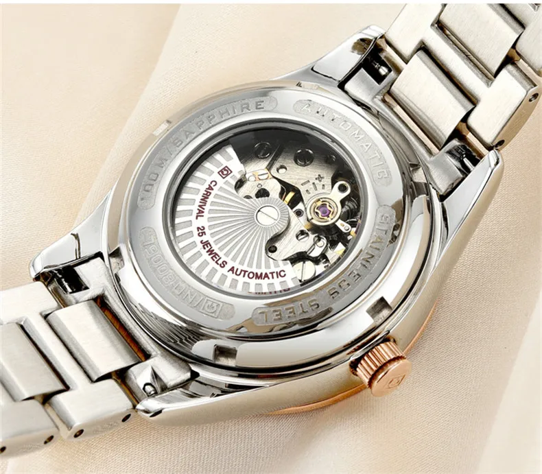 CARNIVAL Luxus Automatische Mechanische Frauen Uhren Mode Diamant Damen Starry Sky Uhr Wasserdichte Weibliche Uhr Für Geschenk_voghion.com