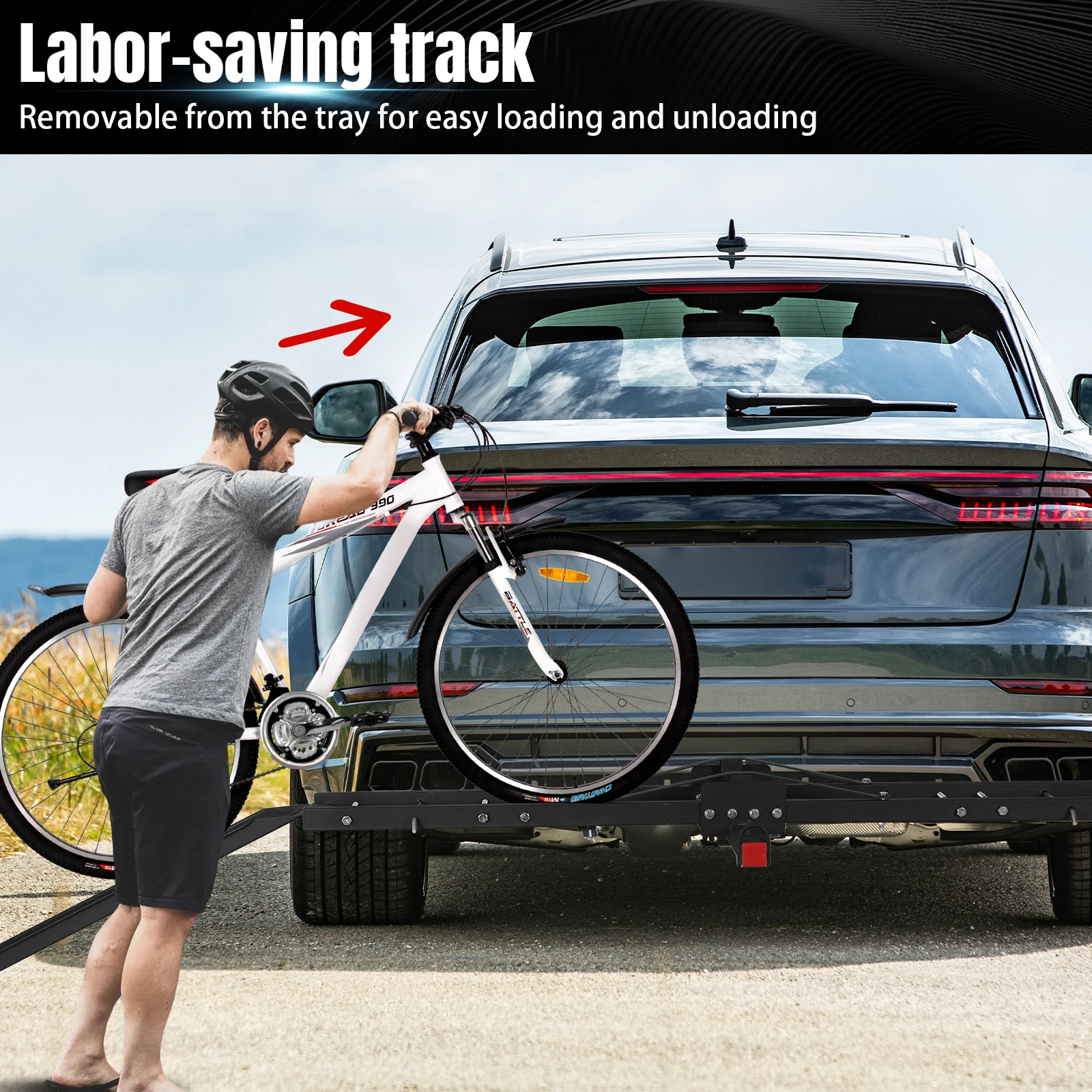 Motorcycle Hitch Carrier Anti Tilt Hitch Mount Bike Carrier Rust Proof Rear Trailer Steel Mount Rack for SUVs Cars Trucks Vans