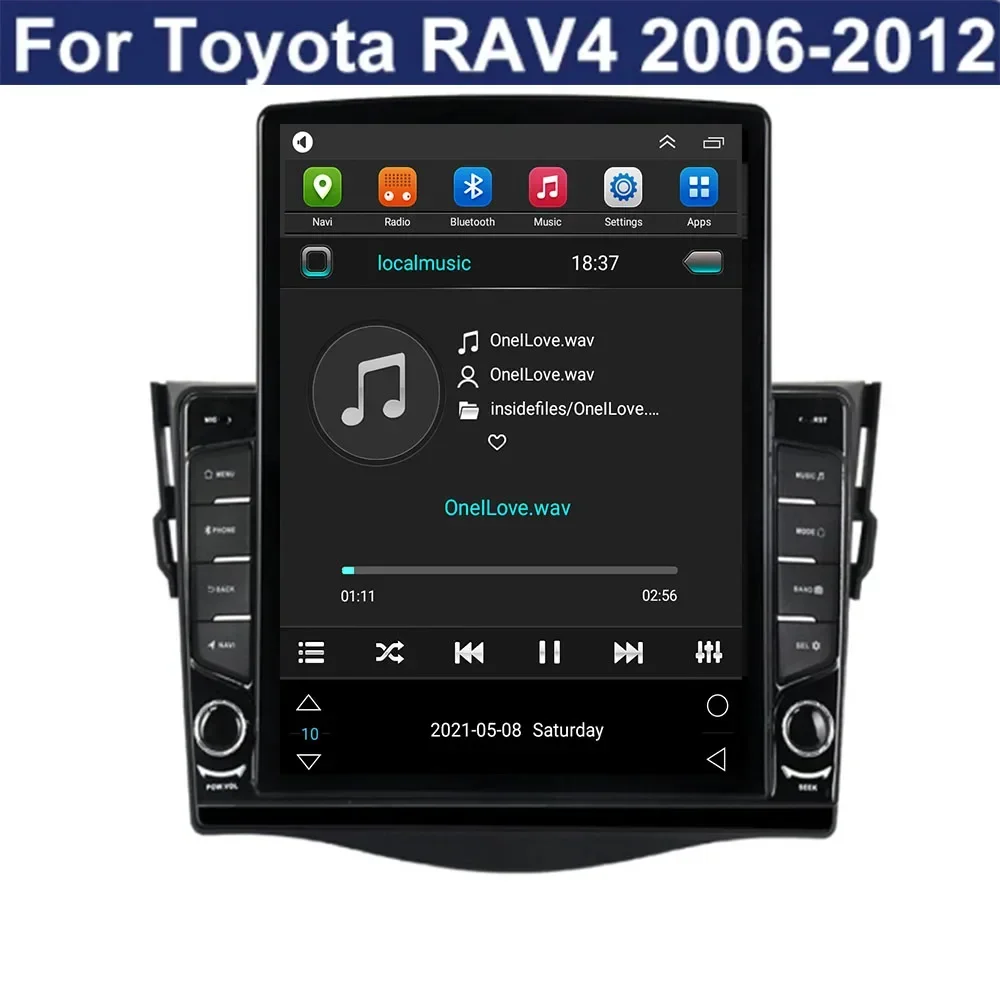 For Tesla Style 2Din Android13 Car Radio for Toyota RAV4 Rav 4 2006-12 Multimedia Video Player GPS Stereo Carplay DSP RDS Camera