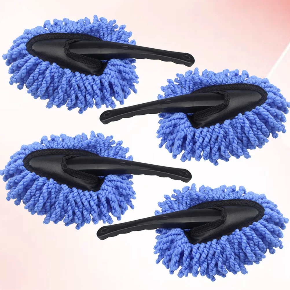 

4 Pcs Duster Interior Cleaner Car Waxing Brush Car Cleaning Supplies with Handle for Car Bike Home Use (Blue)