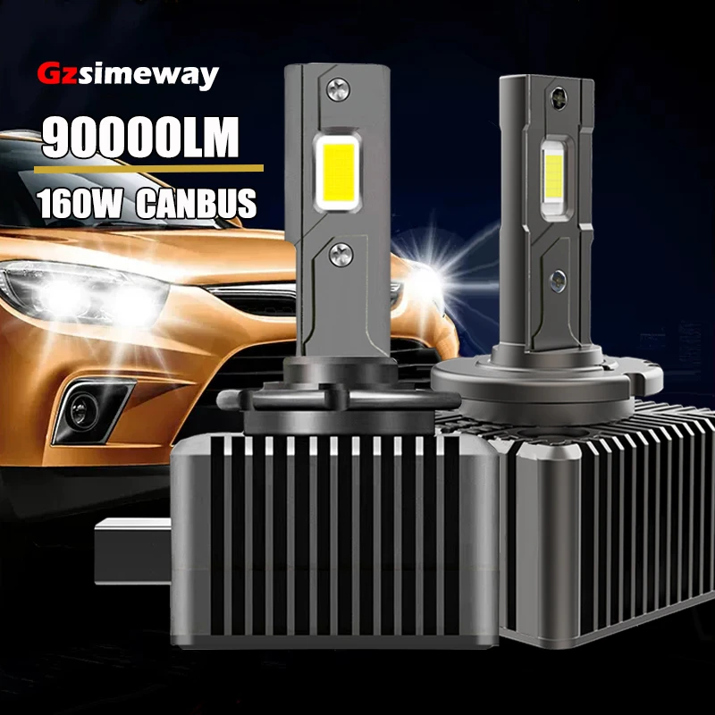 

2PCS Car Light D3S LED Canbus D1S D2S D4S D5S D8S D1R D3R LED Lamp Turbo Auto Headlight Bulbs 90000LM 6000K White 160W Plug&Play