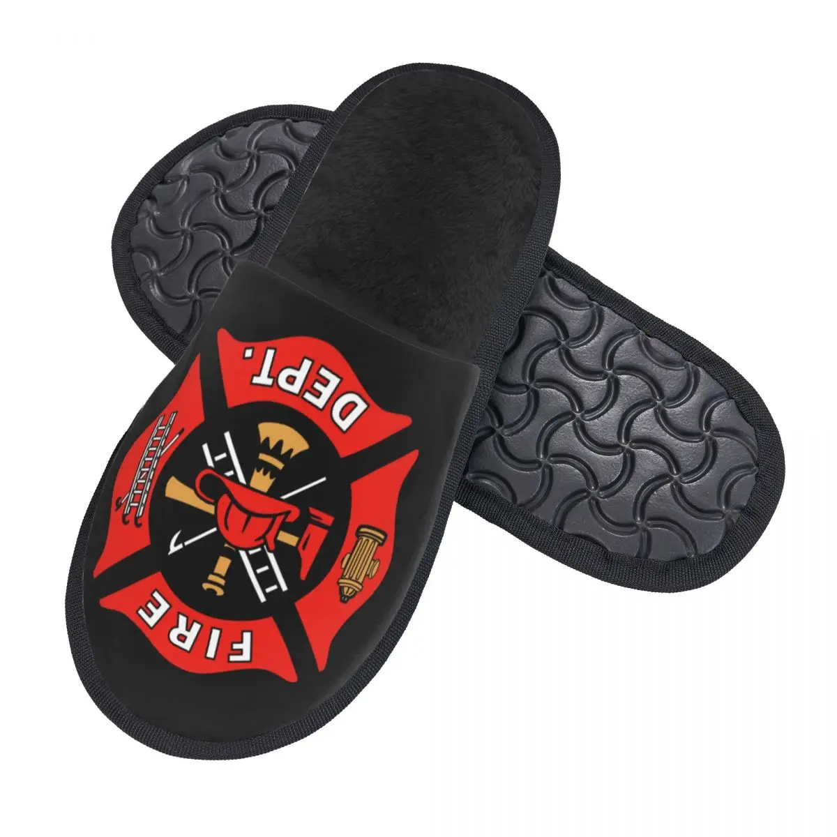 Custom Print Women Firefighter Department House Slippers Soft Warm Memory Foam Fluffy Slipper Indoor Outdoor Shoes 2