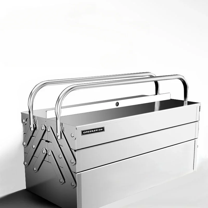 Organizer Tool Box Mechanic Storage Stainless Tool Box Professional Metal Suitcase Waterproof Case Parts Garage Accessories 2