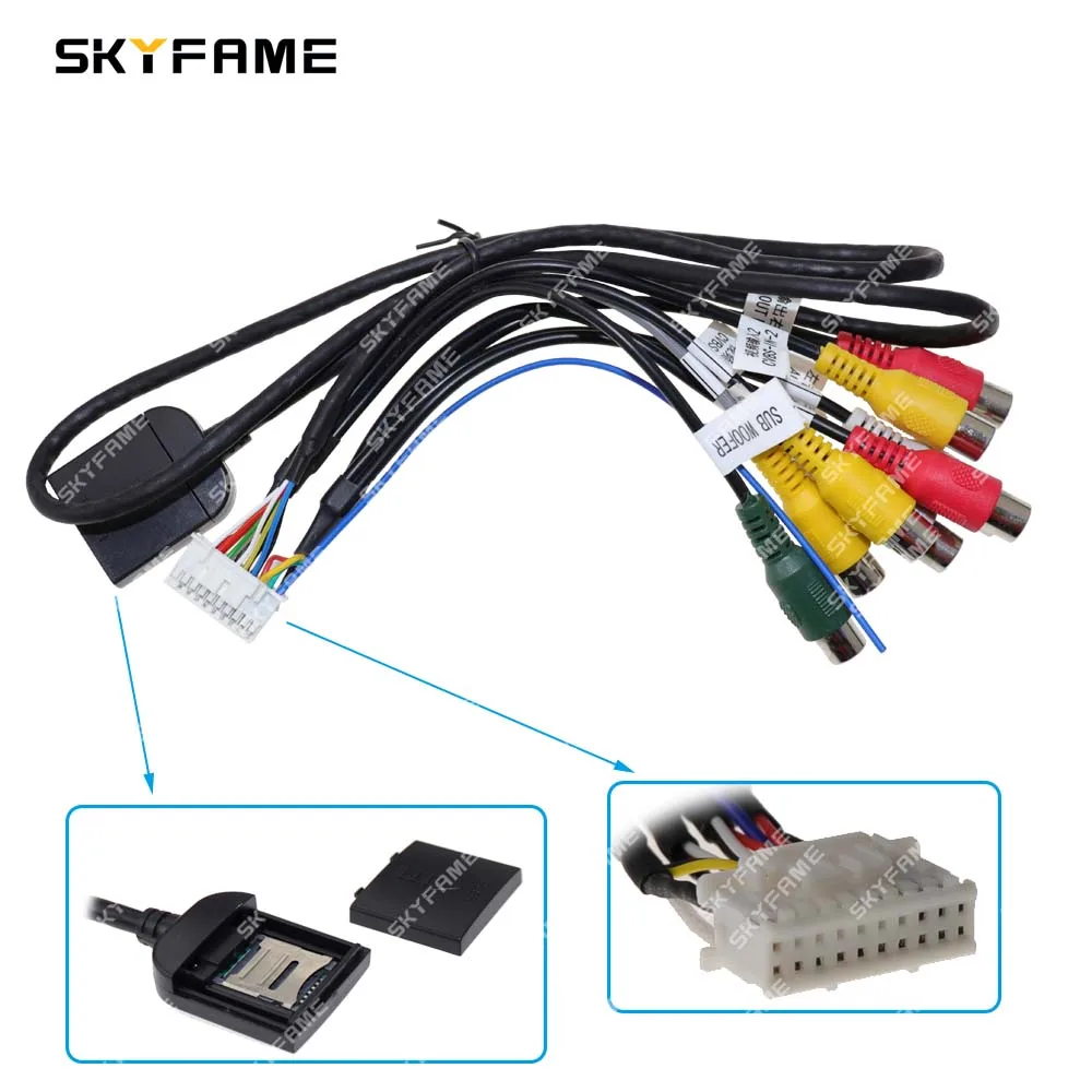 Audio Cable Car Wire Cable Adapter Audio Speaker Cable Car Stereo Accessories Audio Signal Cable Audio Speaker Wiring Kit Electronic Wire Cable Electrical Wire Cable Car Head Unit Wire Harness Kit For Car Android RCA Cable GPS 4G Antenna Reversing Line USB Microphone SIM Card Slot