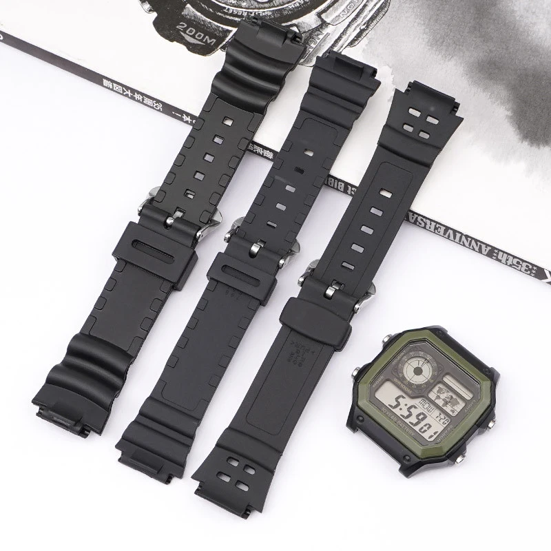 18mm Rubber Watch Strap for Casio AQ-S810W S800W W-735H SGW-300 AE