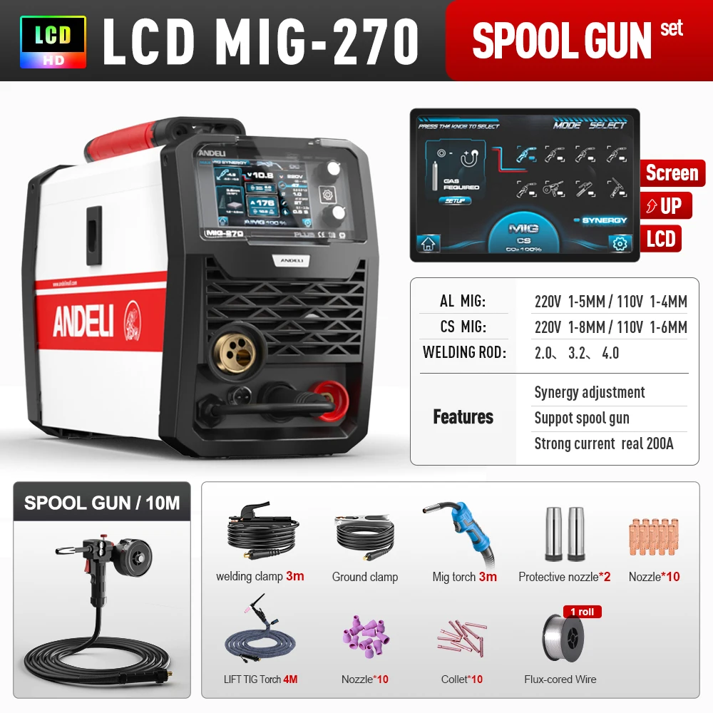 MIG-270 MIG ALUMINIUM MIG MMA LIFT TIG Spool Welding Machine 2024 New Arrival 2