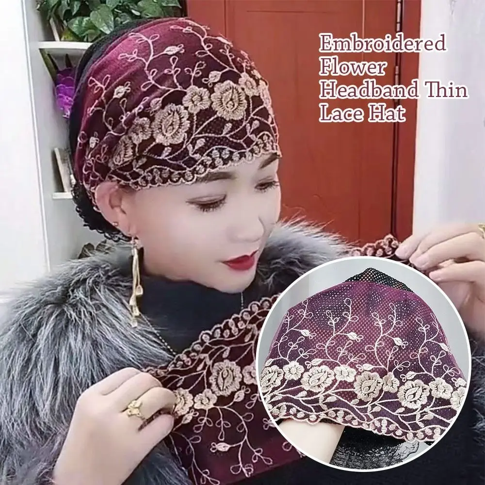 

Шапка Baotou с вышивкой, модная кружевная хлопковая мусульманская шапка, летняя тюрбан с цветами для женщин