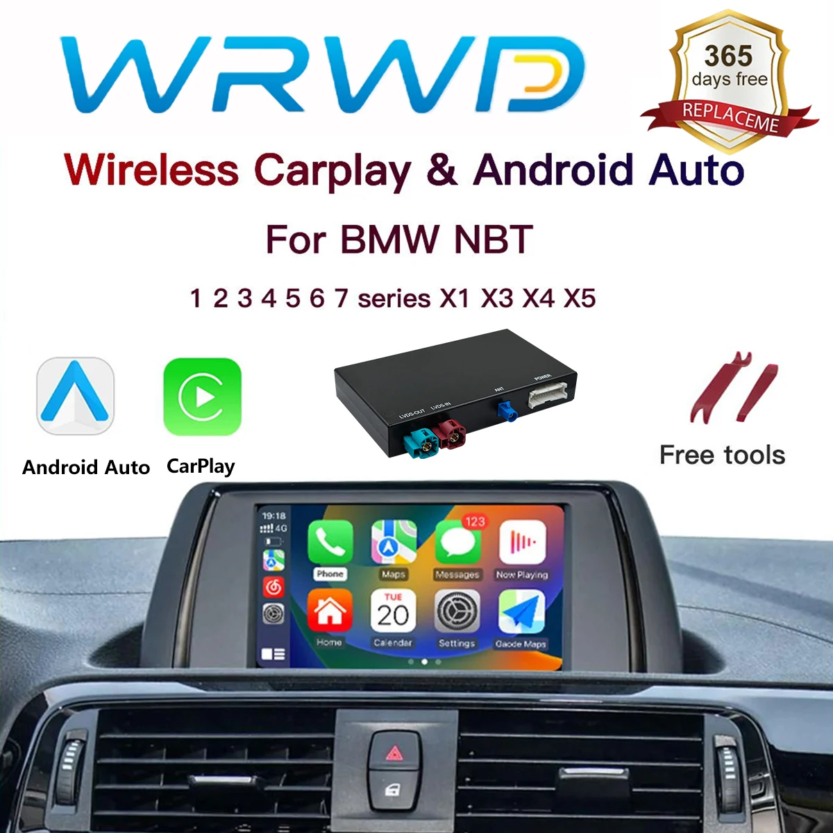 ワイヤレス CarPlay Android AUTO BMW NBT/CIC システム 1 2 3 4