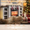 70" Electric Fireplace with Mantel, Fireplace TV Stand , Farmhouse Entertainment Center , Realistic Stacked Stone Surround 4