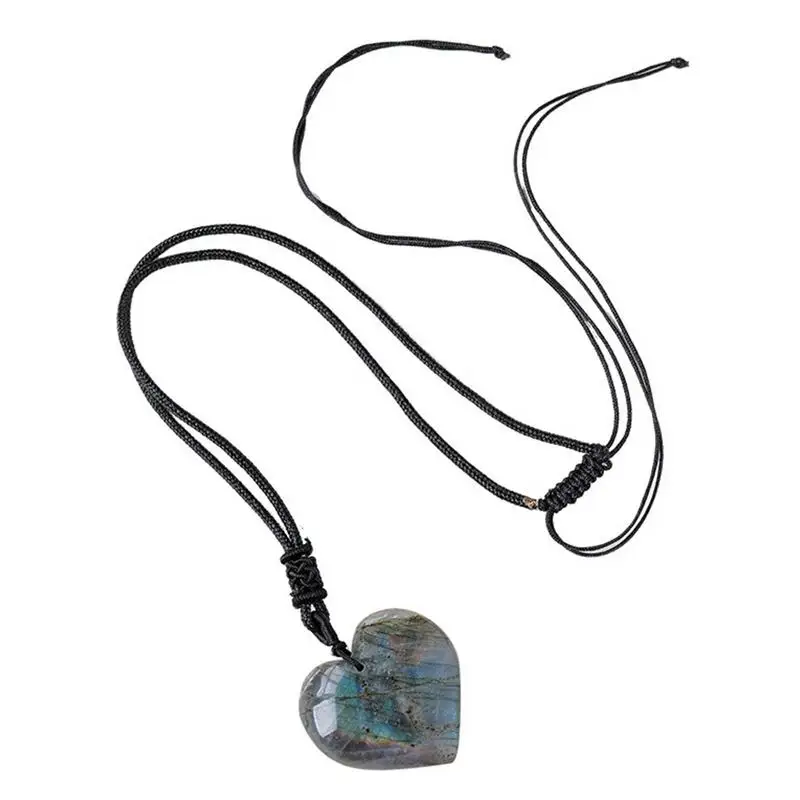 Collana Di Labradorite Per Le Donne Collane Con Ciondolo In Pietra Di Cristallo A Forma Di Cuore Collane In Pietra Di Luna Gioielli Di Compleanno Rega