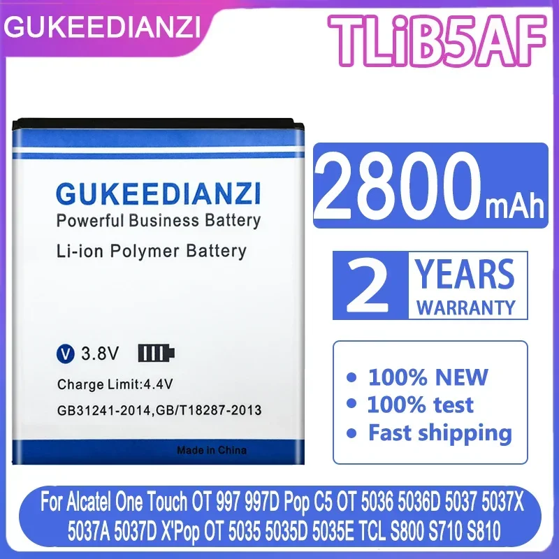 Gukeedianzi Tlib5Af Batteria Per Alcatel One Touch Pop C5 Ot 5036 5036D 5037 5037D Batterie Agli Ioni Di Litio Di Ricambio 2800Mah Batteria