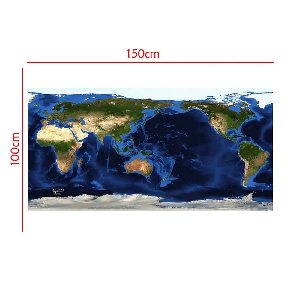 

150x100cm Satellite Map of The World Topography And Bathymetry Non-woven Spray Painting Map