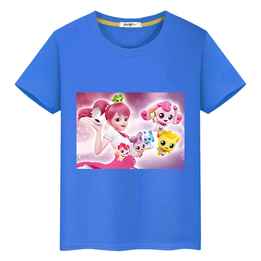 

Tini ping 100%Cotton Cute T-shirt boy clothes Casual Summer anime Tees y2k Print Short Tops one piece 티니핑 kids clothes girls