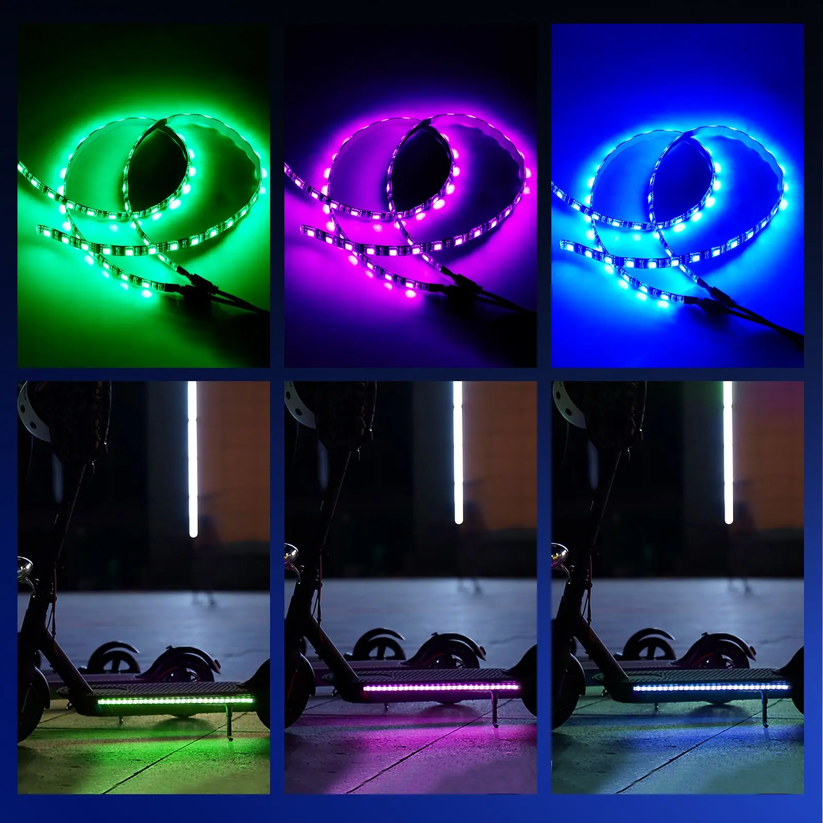 LED Strip Light Flashlight RGB Bar Lamp for Xiaomi M365/Pro Electric Scooter for Ninebot ES1 Max G30 Skateboard Long Light Flash