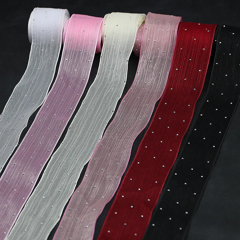 (5 Meters/pack) 4cm Bubble Pleated Tape Diamond Mesh Organza Ribbon Hair Bow Clothing Accessories Flowers Cakes Gift Packaging