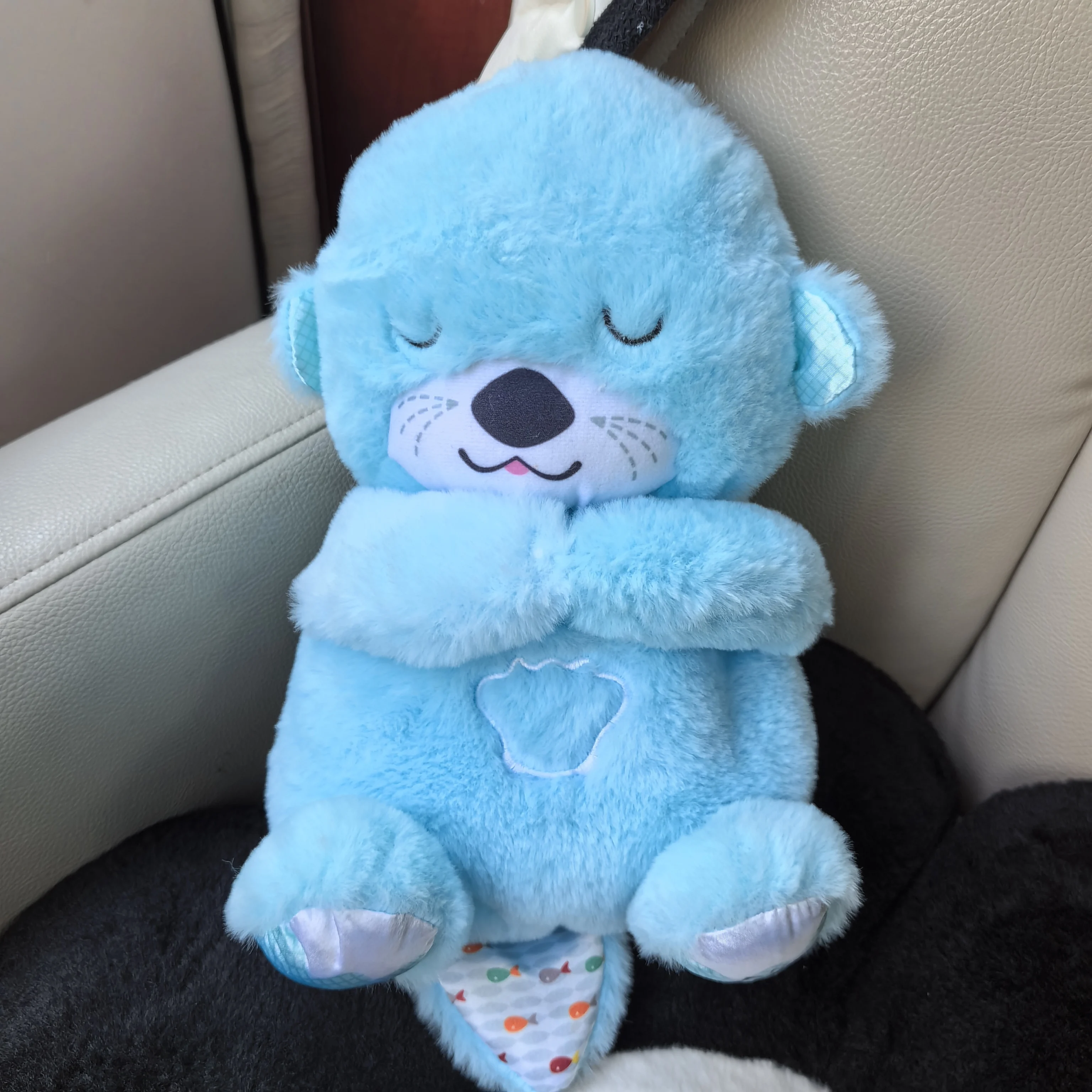 Baby Music Breathing Blue Bear Baby Soothing Plush Doll Toy Kids Soothing Sleeping Companion Sound and Light Doll Toy Gif plush toy
