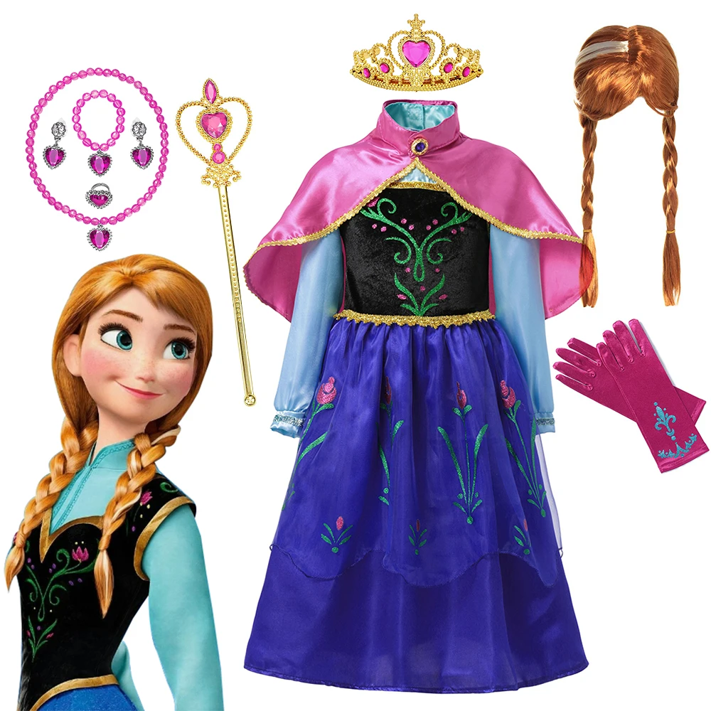 Lush Disfraz De Princesa Anna De Cumpleaños Para Niñas , Manga Larga Floral , Vestido Exuberante La Reina De Nieve Carnaval Cosplay Niño Túnica Para Niños I.640681451