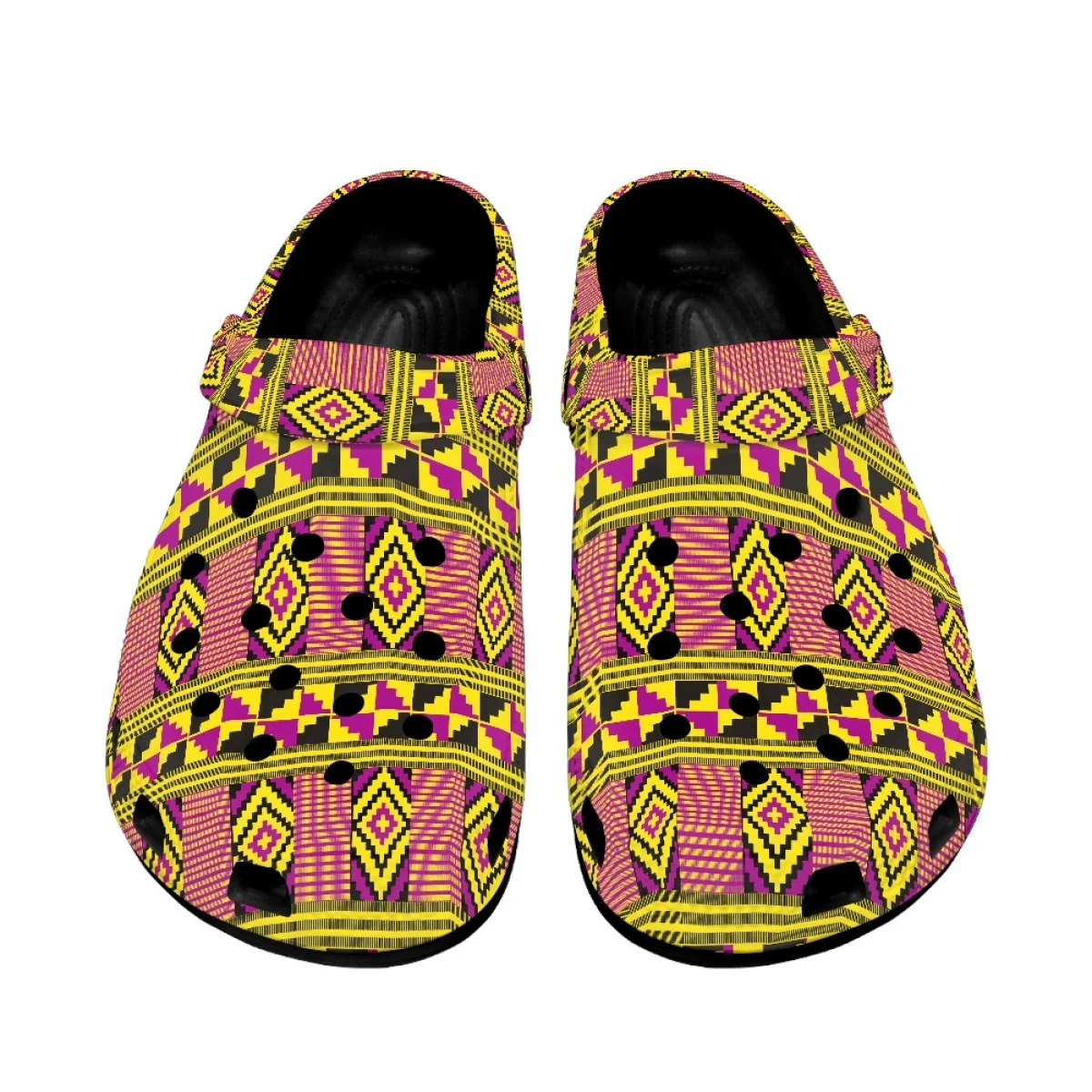 Vintage Tribal Folk Print Summer Beach Flat Sandals Non-slip Lightweight Breathable Clogs Unisex Soft Sole Garden Shoes Slides