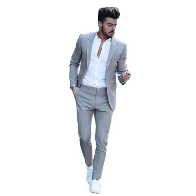 

(Jacket+Pants) Casual Business Men Suits for Wedding Suits Man Tuxedos Slim Fit Peak Lapel Terno Masculino costume homme