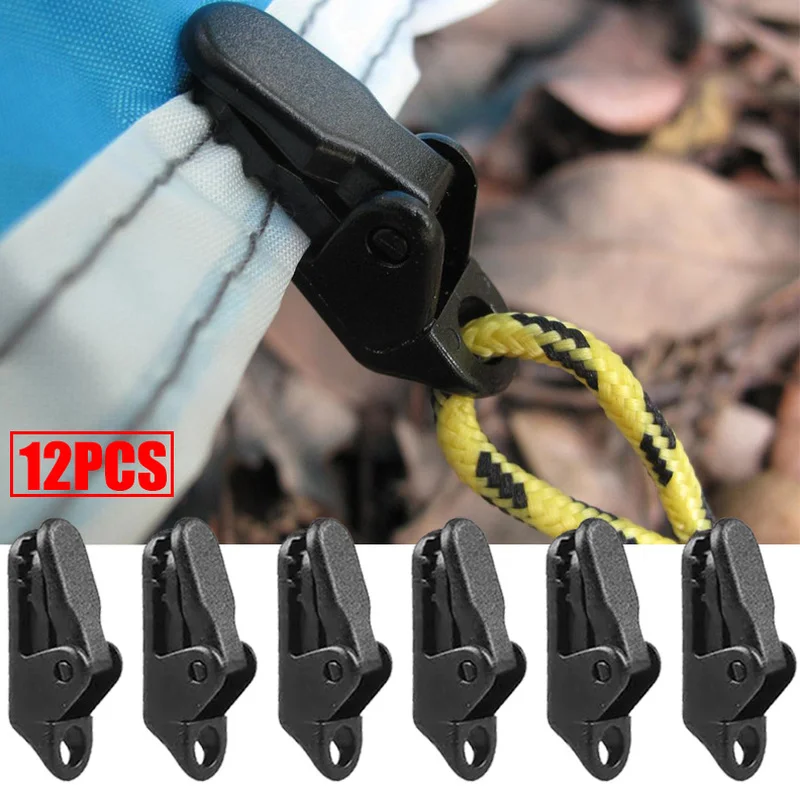 

12pcs Outdoor Tent Tarp Clip Jaw Grip Camp Gripper Tarpaulin Trap Awning Anchor Canopy Clamp Caravan Snap Canvas Tighten Tool