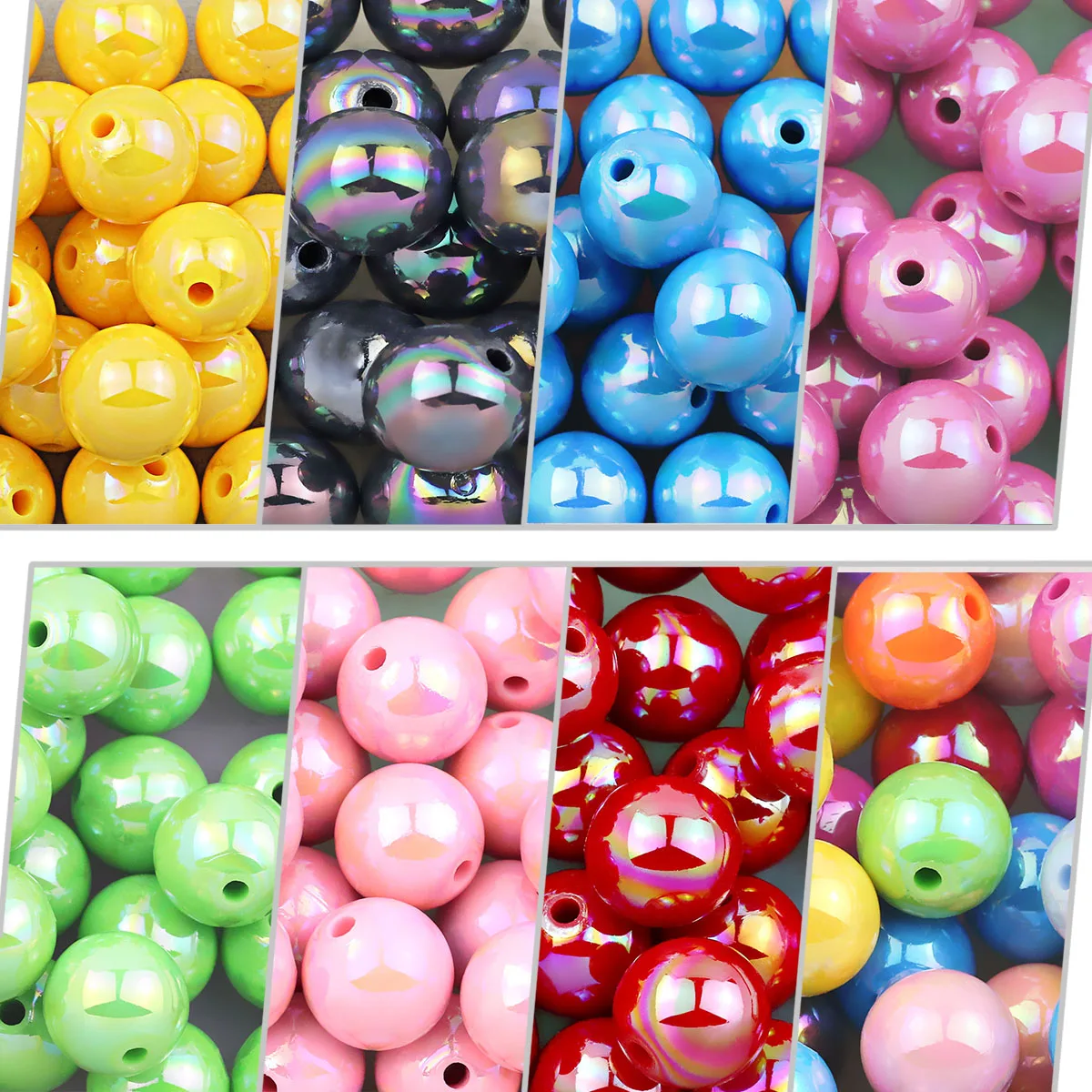 Vibrant 16mm Round UV Glitter Acrylic Beads for DIY Jewelry and Accessories