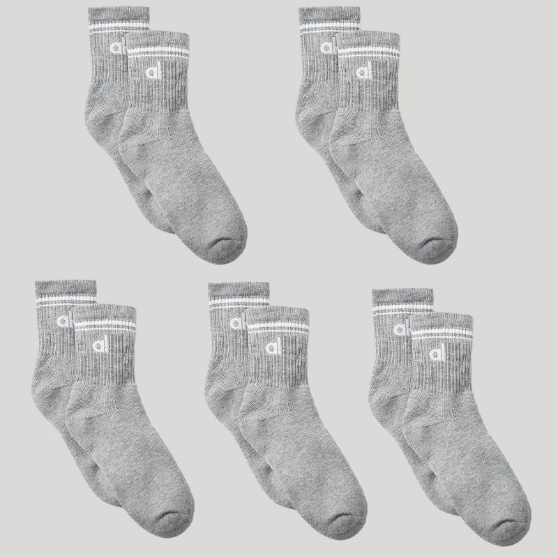 AL YOGA Women Cotton Socks Vintage Mid Length Socks Yoga Pilates Fitness Sports Trendy Sock Women's Yoga Mid Length Socks